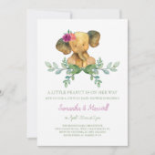 Girl Elephant Baby Shower Einladung (Vorderseite)