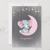 Girl Elephant Baby Shower Einladung Stars Moon (Rückseite)