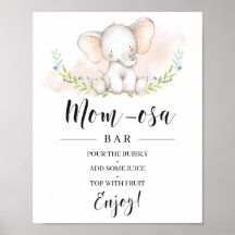 Girl Elephant Baby Shower Mama-osa Bar Sign