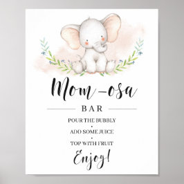 Girl Elephant Baby Shower Mama-osa Bar Sign Poster