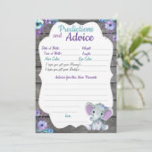 Girl Elephant Baby Shower Prediction-Karte Einladung (Stehend Vorderseite)