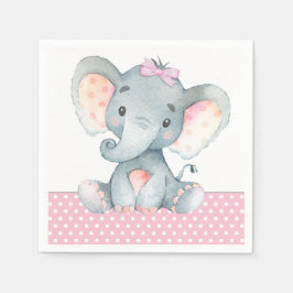 Girl Elephant Baby Showpapier Napkins Serviette