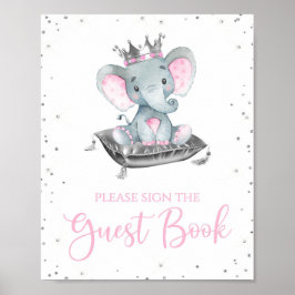 Girl Elephant Baby Showroom Gästebuchschild Poster