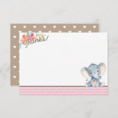 Girl Elephant Babydusche Danke Karte (Vorne/Hinten)