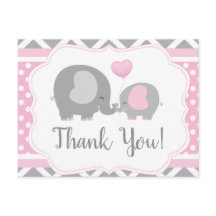 Girl Elephant Babydusche Danke Postcard