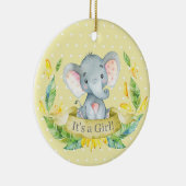 Girl Elephant Babydusche gelb Keramik Ornament (Rechts)