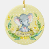 Girl Elephant Babydusche gelb Keramik Ornament (Hinten)