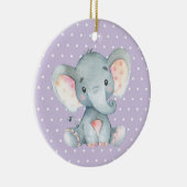 Girl Elephant Babydusche Lila Keramik Ornament (Rechts)