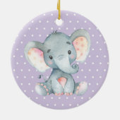 Girl Elephant Babydusche Lila Keramik Ornament (Hinten)