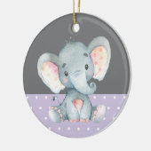 Girl Elephant Babydusche Lila Keramik Ornament (Links)