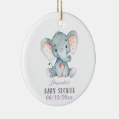 Girl Elephant Babydusche Lila und grau Keramik Ornament (Rechts)