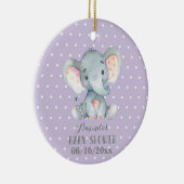 Girl Elephant Babydusche Lila und grau Keramik Ornament (Rechts)