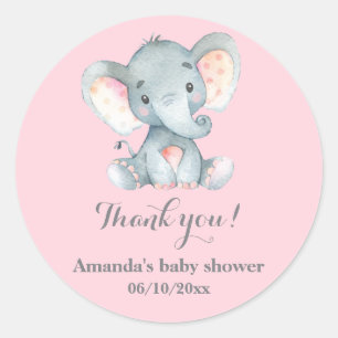 Girl Elephant Babydusche Pink Danke, dass ihr für  Runder Aufkleber