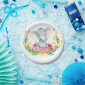 Girl Elephant Babydusche Rosa Papierplatte Pappteller (Party)
