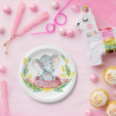Girl Elephant Babydusche Rosa Papierplatte Pappteller (Party)