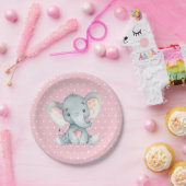 Girl Elephant Babydusche Rosa Papierplatte Pappteller (Party)
