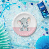 Girl Elephant Babydusche Rosa Papierplatte Pappteller (Party)