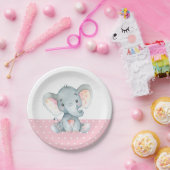 Girl Elephant Babydusche Rosa Papierplatte Pappteller (Party)