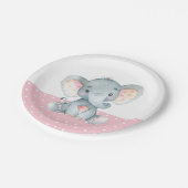 Girl Elephant Babydusche Rosa Papierplatte Pappteller (Schrägansicht)