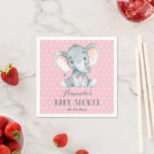 Girl Elephant Babydusche Rosa und Grau Napkins Serviette (Beispiel)