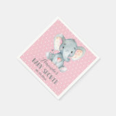 Girl Elephant Babydusche Rosa und Grau Napkins Serviette (Ecke)