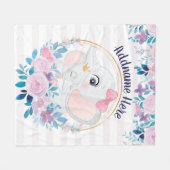 Girl Elephant Blankets Rosa Blumenname Fleecedecke (Vorderseite (Horizontal))