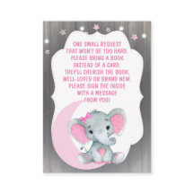 Girl Elephant Book Request Card für Babydusche