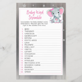 Girl Elephant Crescent Stars Word Scramble Game Flyer