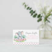 Girl Elephant Diaper Raffles Tickets Begleitkarte (Stehend Vorderseite)