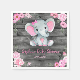 Girl Elephant Dusche Blumenrosa Papier Napkins Serviette