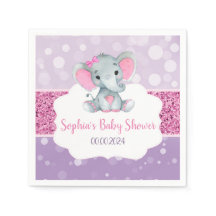 Girl Elephant Dusche Rosa Lila Papier Napkins