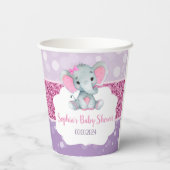 Girl Elephant Dusche Rosa Lila Papiertüten kundens Pappbecher (Rückseite)