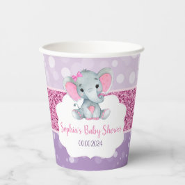 Girl Elephant Dusche Rosa Lila Papiertüten kundens Pappbecher