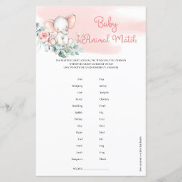 Girl Elephant Eucalyptus wreath Baby Animal Match