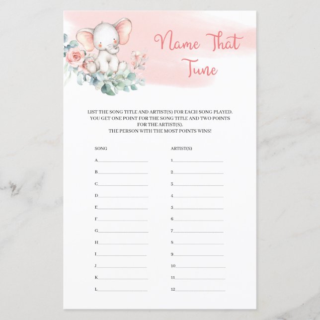 Girl Elephant Eukalyptus Name, dass Tune-Spiel (Vorderseite)