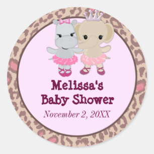 GIRL ELEPHANT HIPPO Tu Niedlich Baby blank TTC #7 Runder Aufkleber