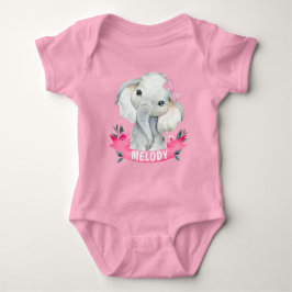 Girl Elephant mit Individuelle Name Pink Bodysuit  Baby Strampler