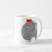 Girl Elephant mit Red Bow Niedlich Kaffeetasse (VorderseiteRechts)