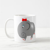 Girl Elephant mit Red Bow Niedlich Kaffeetasse (Links)
