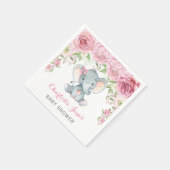 Girl Elephant Paper Napkin Pink Floral Baby Dusche Serviette (Ecke)