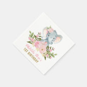 Girl Elephant Paper Napkin Pink Floral Geburtstag Serviette (Ecke)