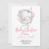 Girl Elephant Pink Baby Dusche Einladung (Vorderseite)
