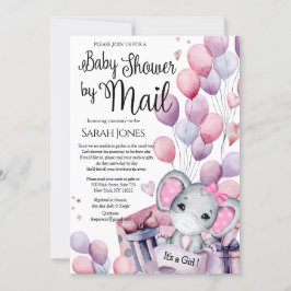 Girl Elephant Pink Balloons Baby Dusche von Mail Einladung