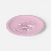 Girl Elephant Pink Dreamy Kindergeburtstag Party Pappteller (Schrägansicht)