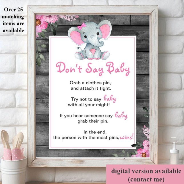 Girl Elephant Say Baby Girl Shower Game (Von Creator hochgeladen)