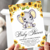 Girl Elephant Sonnenblume Kinderdusche Einladung