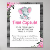 Girl Elephant Time Kapsel Baby Duschzeichen Poster (Vorne)