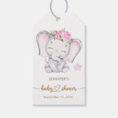 Girl Elephant Watercolor Babydusche Geschenkanhänger (Vorderseite)
