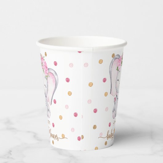 Girl Elephant Watercolor Babydusche Pappbecher (Rechts)