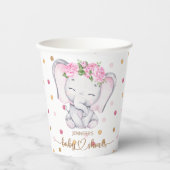 Girl Elephant Watercolor Babydusche Pappbecher (Vorderseite)